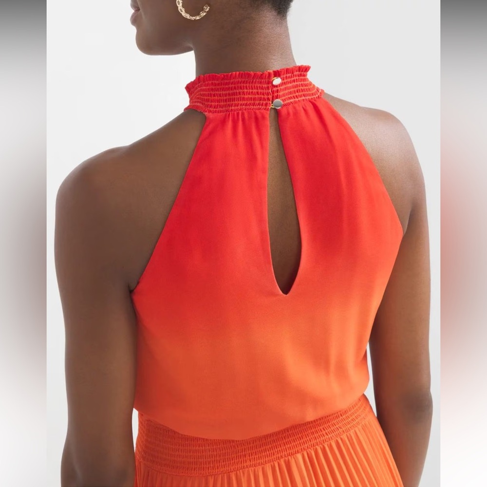 White House Black Market Orange Ombre Midi Dress - Picture 4 of 8